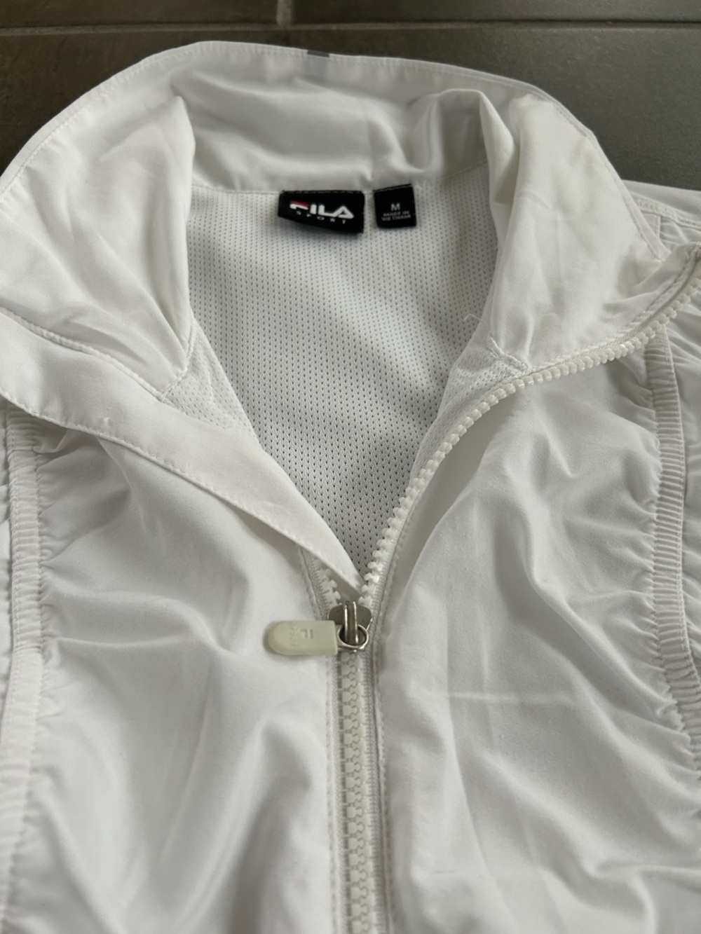 Fila White Ruched Front Zip Jacket - Picture 3 of 6